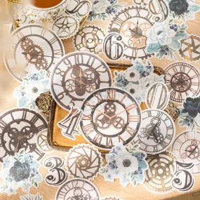 Steampunk Style Washi Stickers - Numbers, Clocks, Gears, Flowers