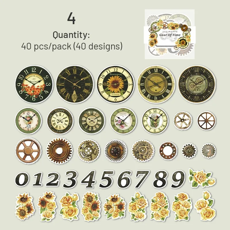 Steampunk Style Washi Stickers - Numbers, Clocks, Gears, Flowers