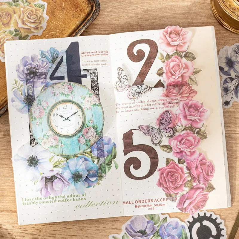 Steampunk Style Washi Stickers - Numbers, Clocks, Gears, Flowers