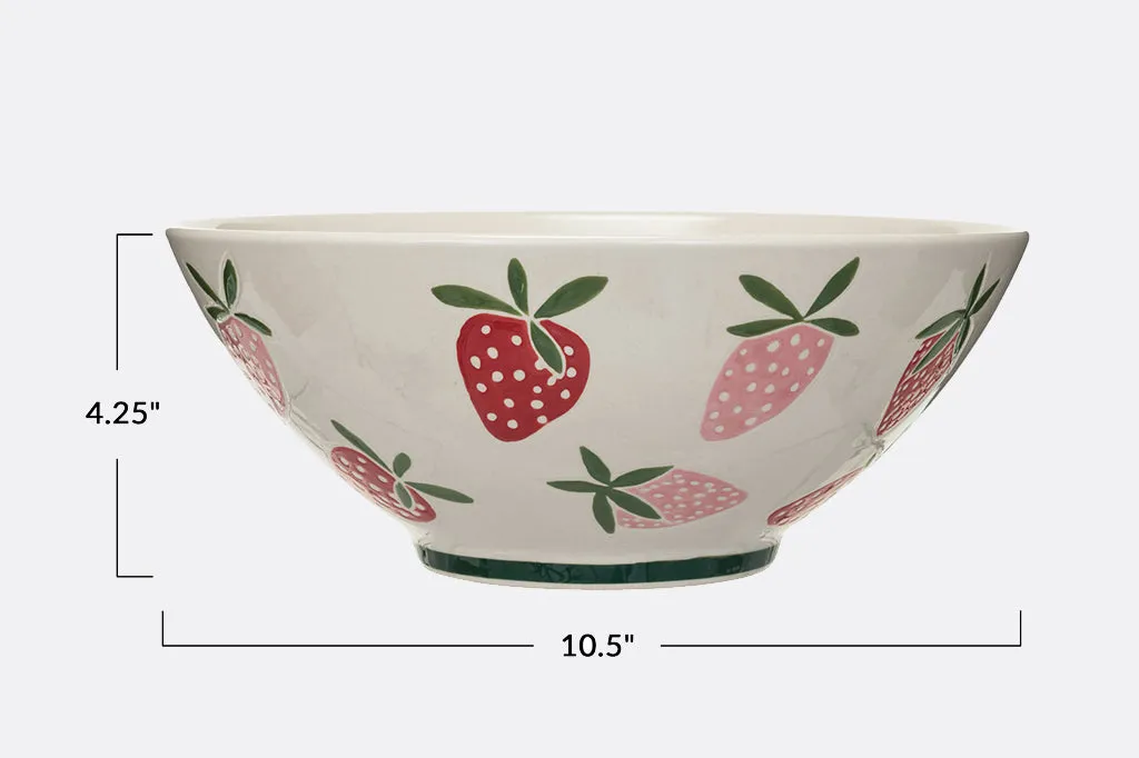 Sweet Strawberries Stoneware Bowl