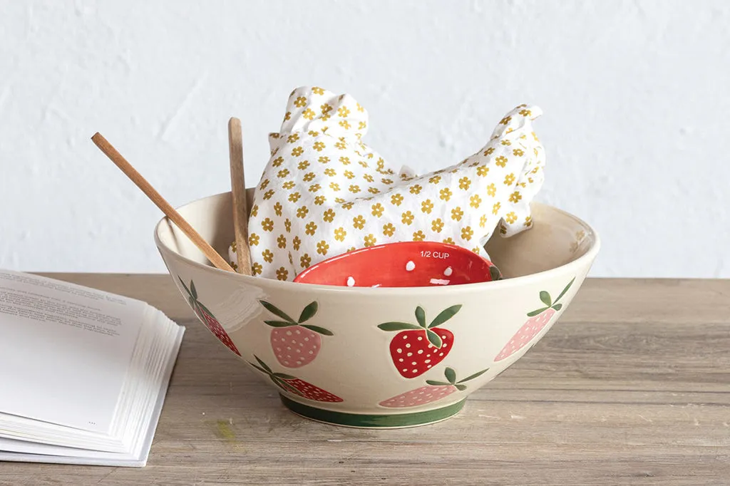 Sweet Strawberries Stoneware Bowl