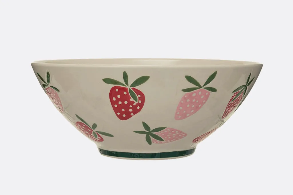 Sweet Strawberries Stoneware Bowl