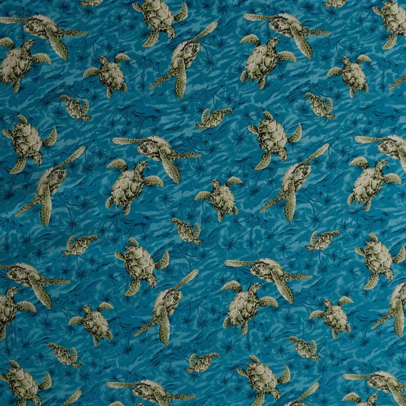 Swimming Turtles Fabric | Peachskin