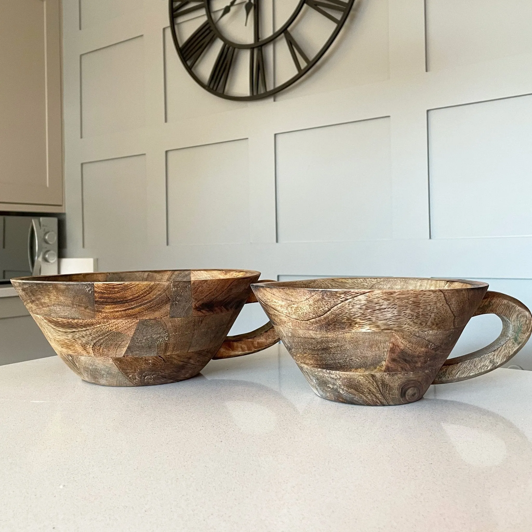 Tenere 100% Mango Wood Fruit Bowl Set with Handles