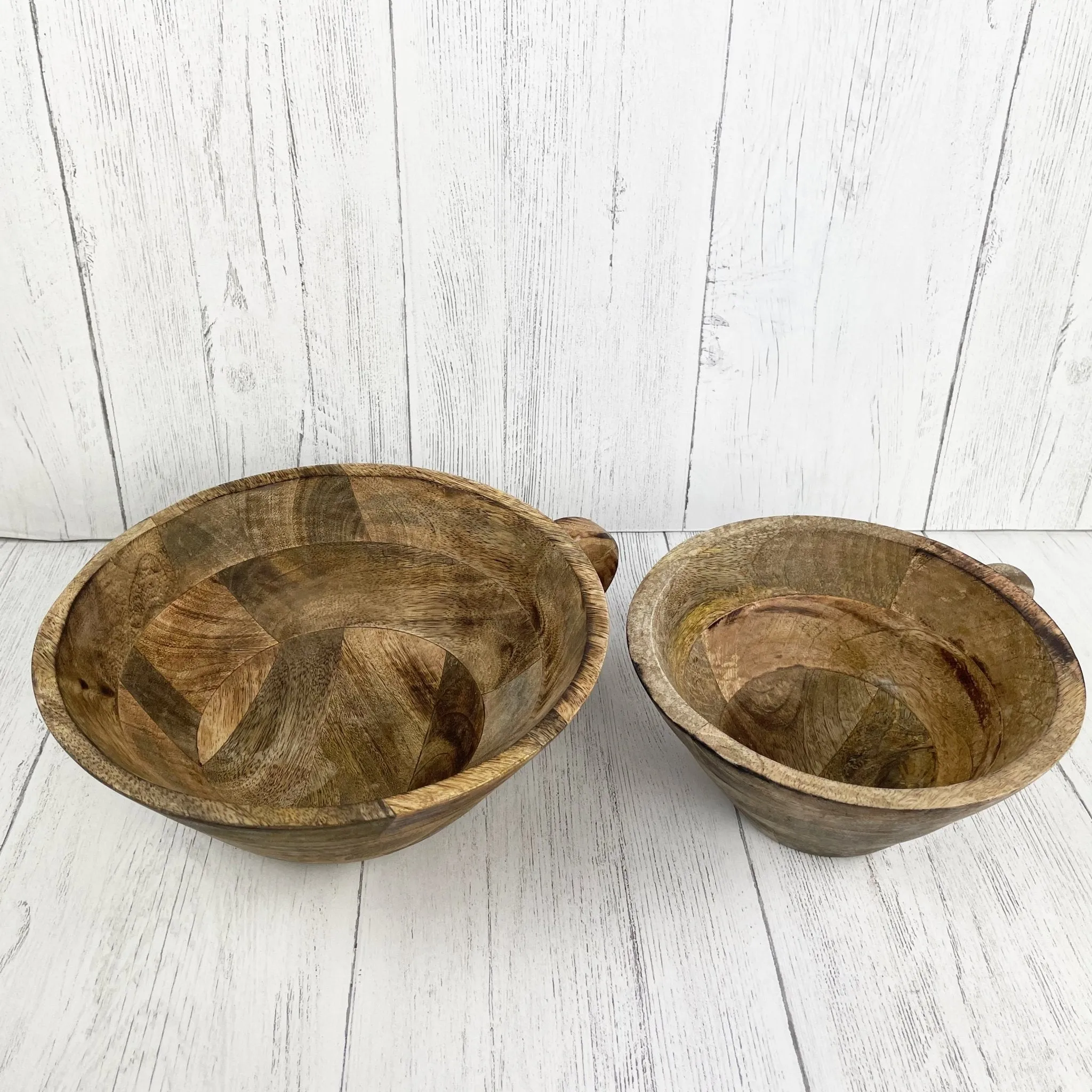 Tenere 100% Mango Wood Fruit Bowl Set with Handles