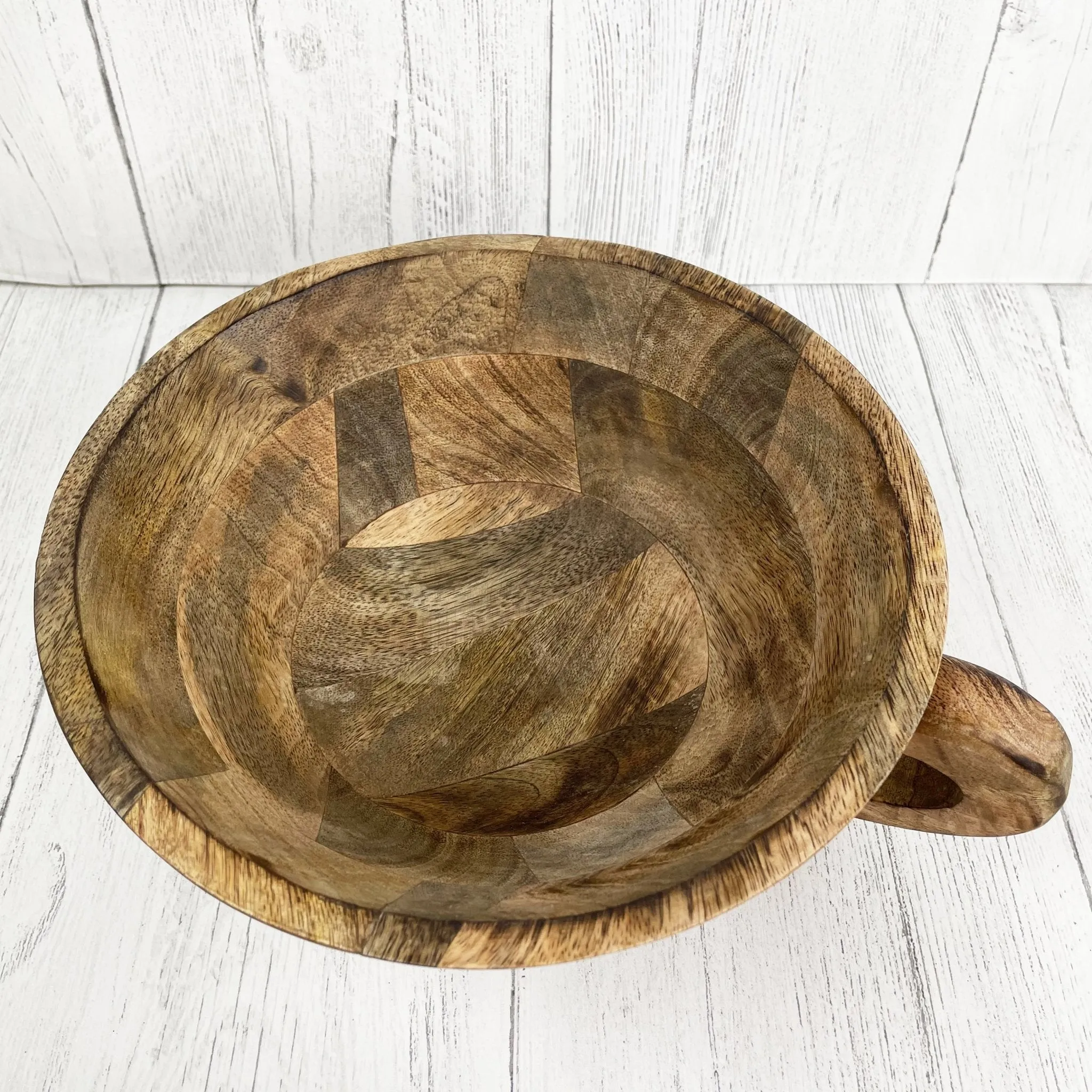 Tenere 100% Mango Wood Fruit Bowl Set with Handles
