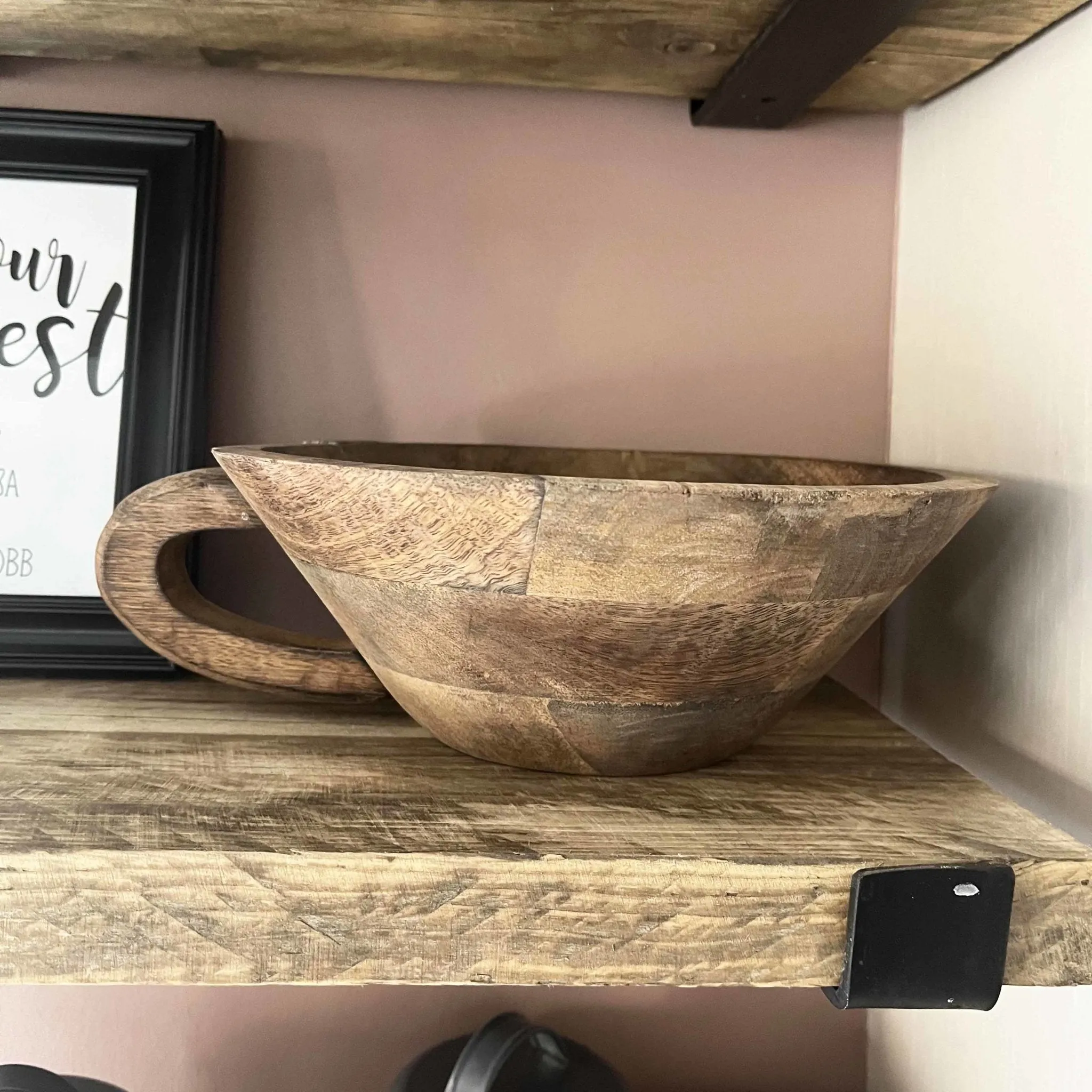 Tenere 100% Mango Wood Fruit Bowl Set with Handles