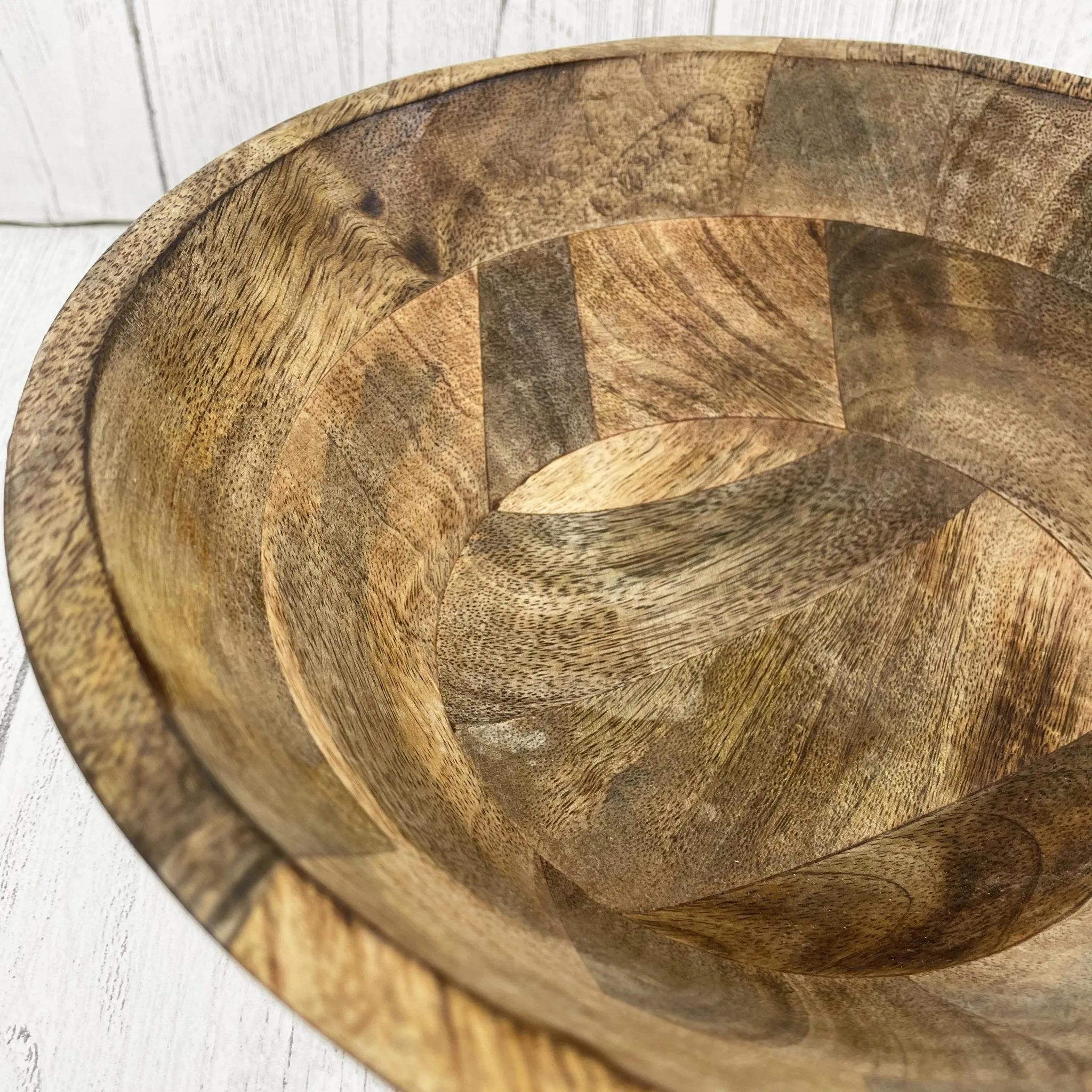 Tenere 100% Mango Wood Fruit Bowl Set with Handles