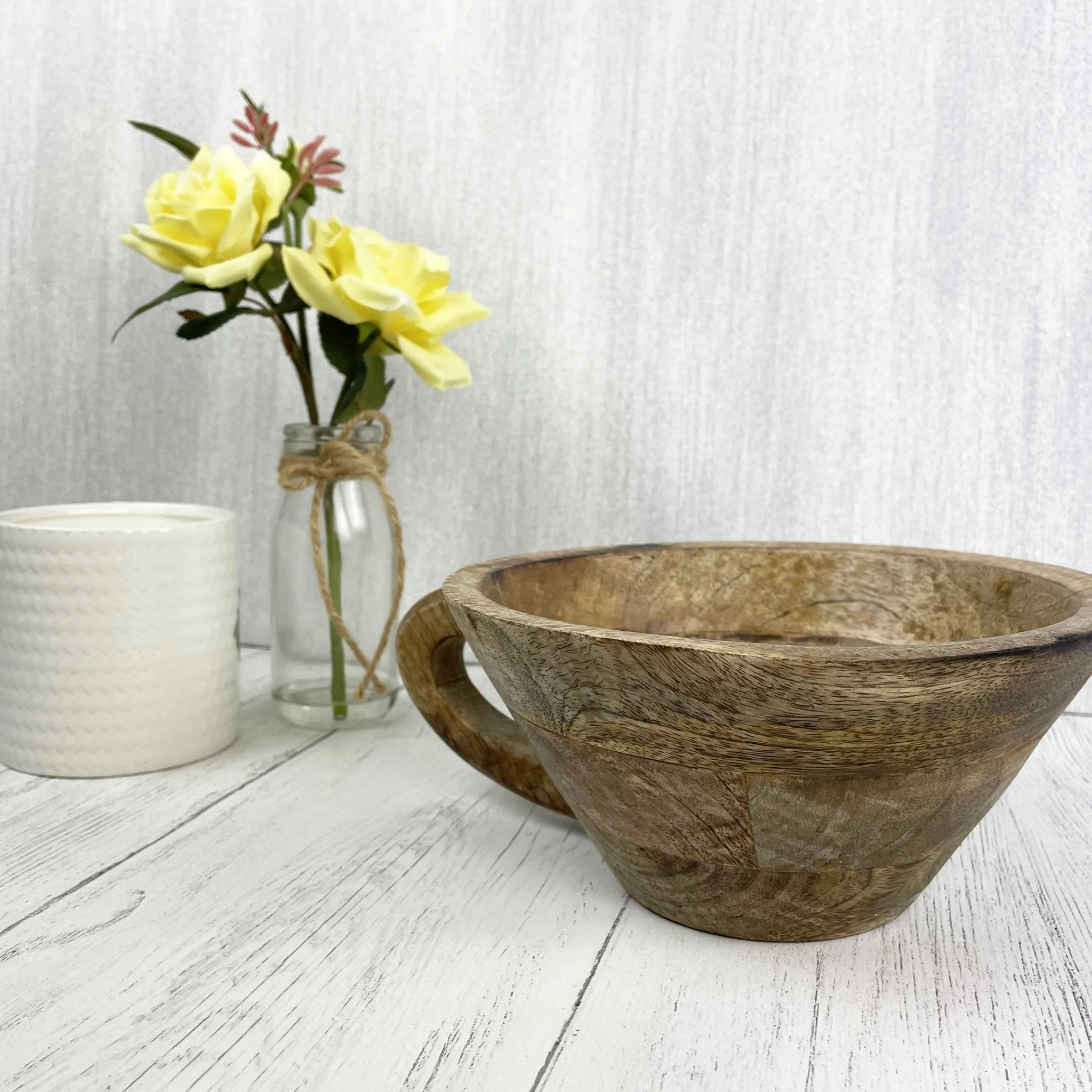 Tenere 100% Mango Wood Fruit Bowl Set with Handles