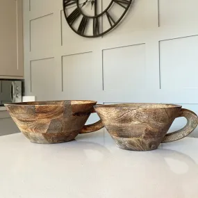 Tenere 100% Mango Wood Fruit Bowl Set with Handles