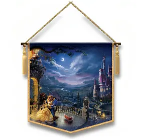 The Bradford Exchange Beauty And The Beast TapestryTransform Your Home with Disney Magic Artwork Accented Luxurious & Braided hanging Cord Ultimate Wall Decor Collection by Thomas Kinkade 18-inches