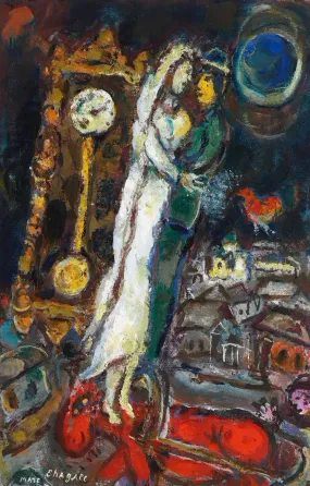 The Bride And The Clock (Les Fiancés À l'horloge)  - Marc Chagall - Surrealism Painting - Large Art Prints