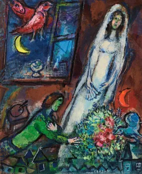 The Bride With A Bouquet In Front Of The Window (La Mariee Au Bouquet Devant La Fenetre)  - Marc Chagall - Surrealism Painting