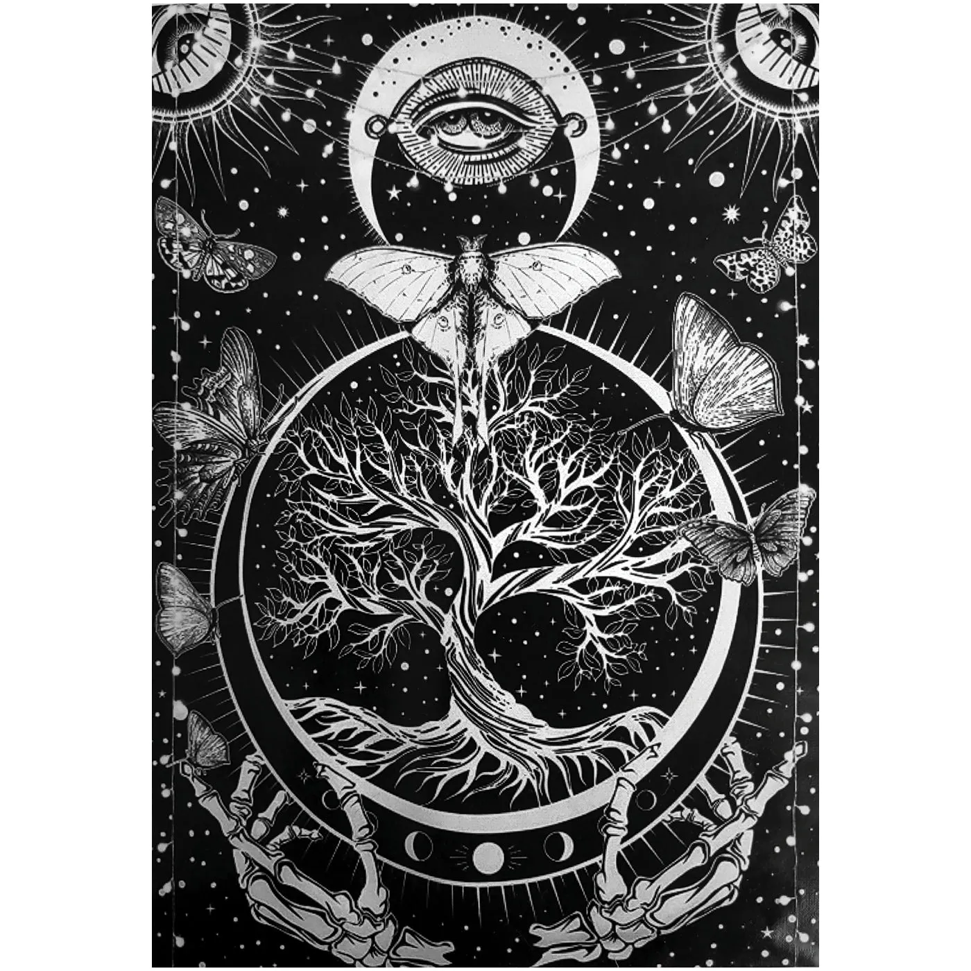 Tree of Life Butterfly Sun Moon Tapestry