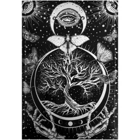 Tree of Life Butterfly Sun Moon Tapestry