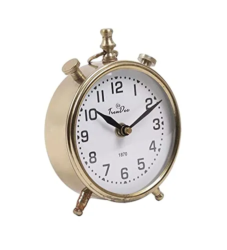 TrenDec Analog Gold Clock in 4" inch | Tableware Clock | Home Decor | Decorative Item for Living Room & Bedroom | Clock | Clock Showpieces | Material: Aluminium (Gold)