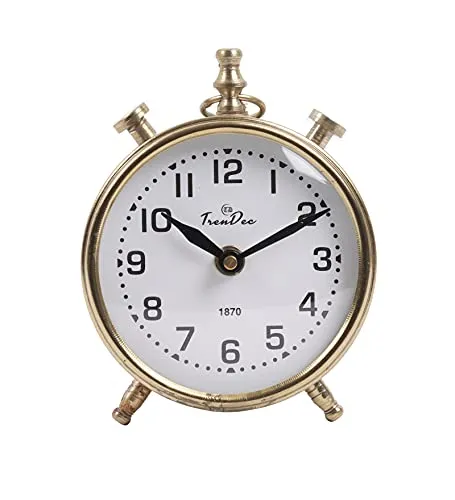 TrenDec Analog Gold Clock in 4" inch | Tableware Clock | Home Decor | Decorative Item for Living Room & Bedroom | Clock | Clock Showpieces | Material: Aluminium (Gold)