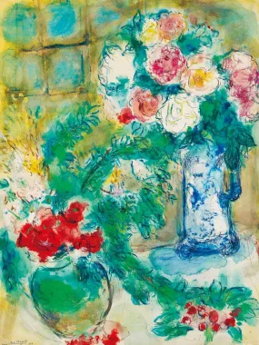 Two Bouquests (Les Deux Bouquets) - Marc Chagall Floral Painting