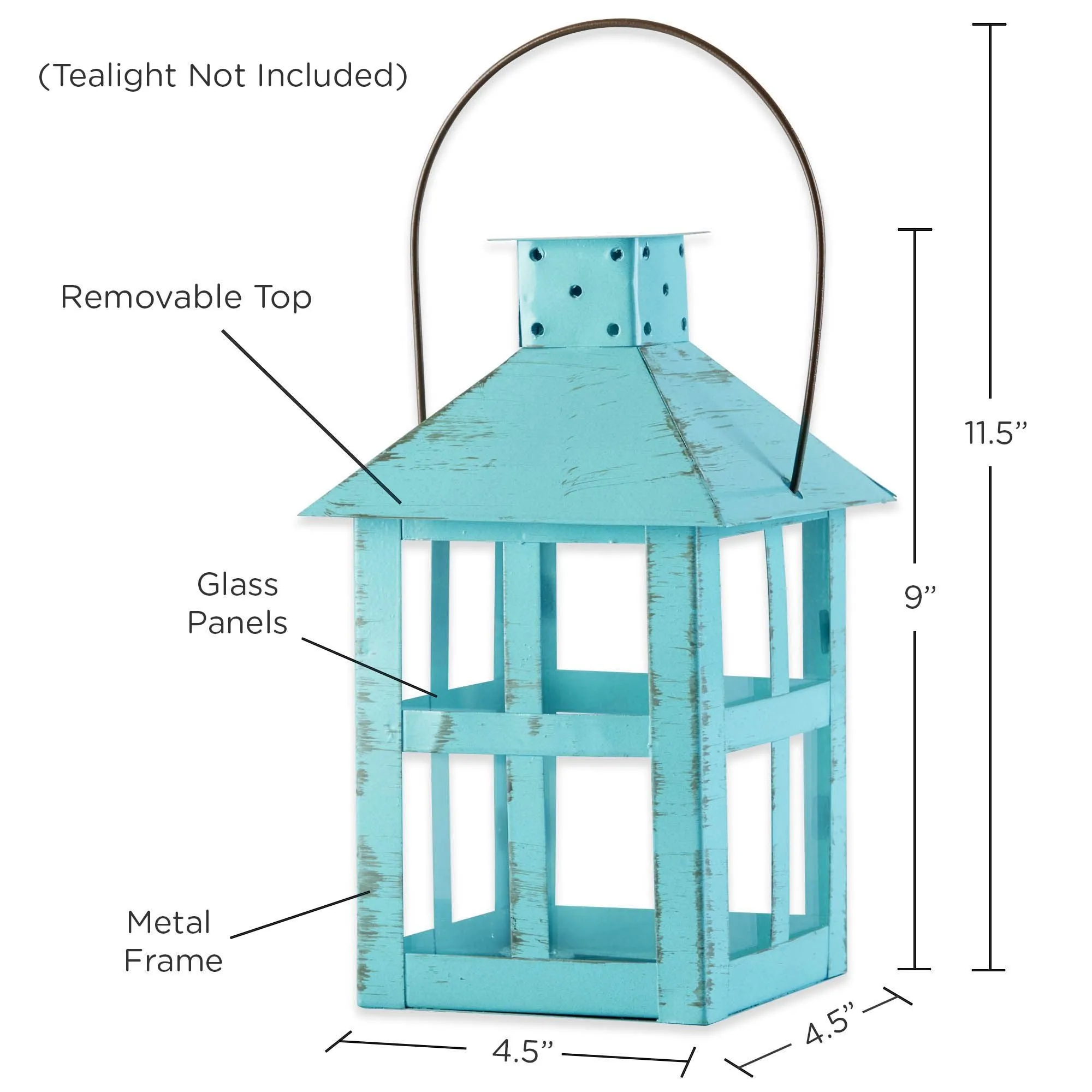 Vintage Blue Distressed Lantern - Extra Large