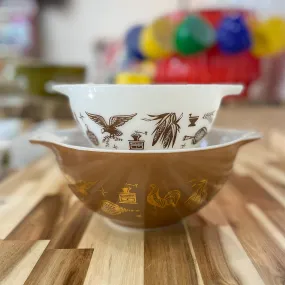 Vintage Pyrex 1960s Early American 441, 442 Cinderella Bowls