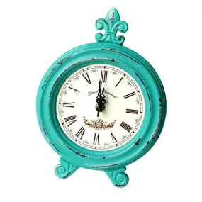 VMS INDIA Vintage Wooden Desk Clock Table Desktop Mantel Clock for Home Decor Green