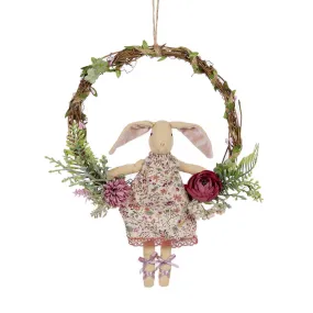 Wreath Floral with Fuchsia Bunny